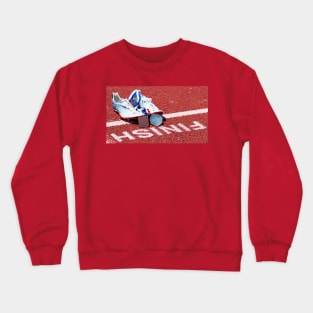 Racing spikes with medals at the finish line Crewneck Sweatshirt